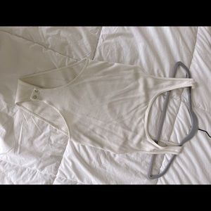White Ribbed Low-Back Bodysuit